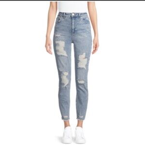 Tinseltown Ripped Denim Jeans Distressed High Rise Size 9 (Inseam Of 27 Inches)